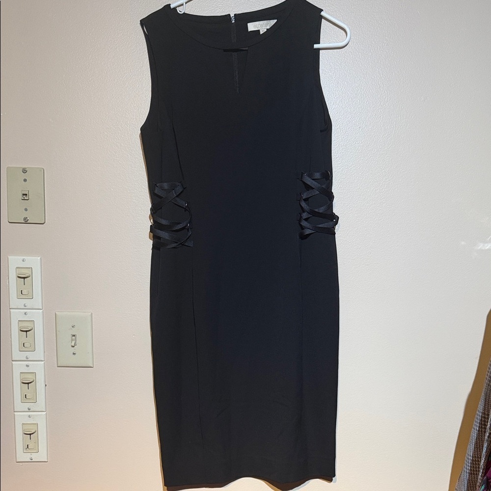 Etcetera Black Midi Dress with Ribbon Detail